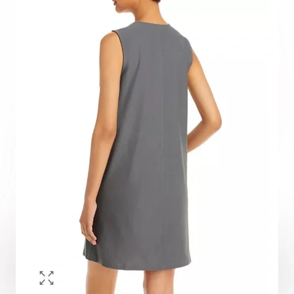 Eileen Fisher Gray Sleeveless Shift Dress Casual Lounge Career Woman Size Medium - Picture 3 of 13